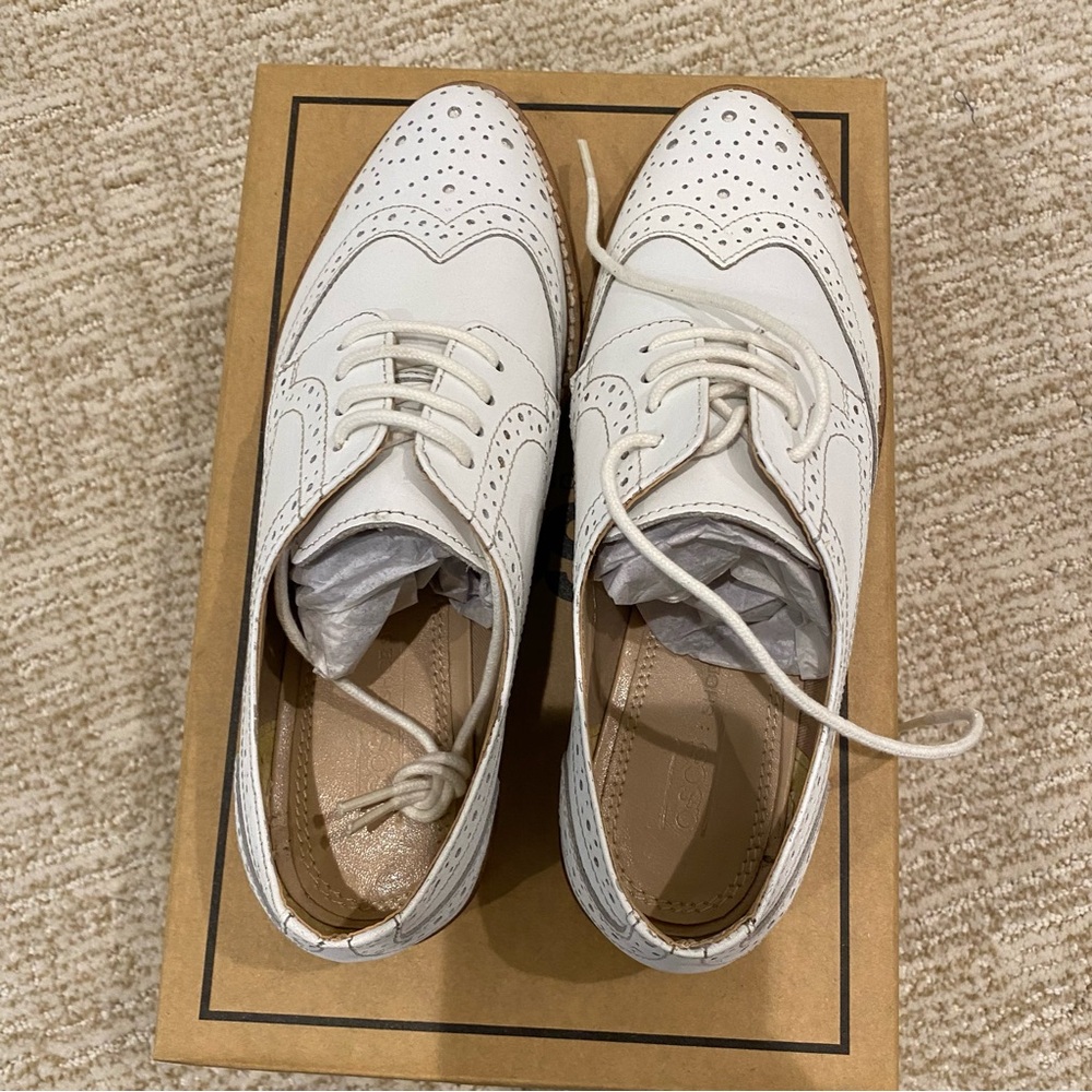 ASOS NIB White Leather Brogue Oxford Shoes lace up size 5 1/2 - Picture 4 of 5
